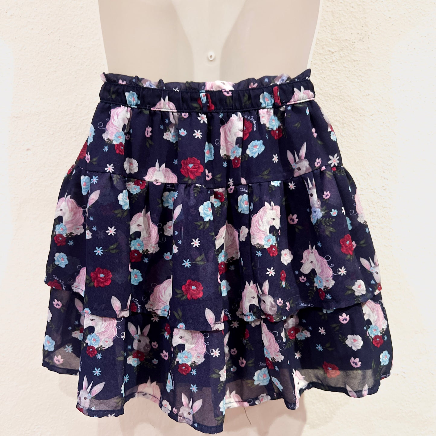 Tiered Unicorn Print Skirt Size 5