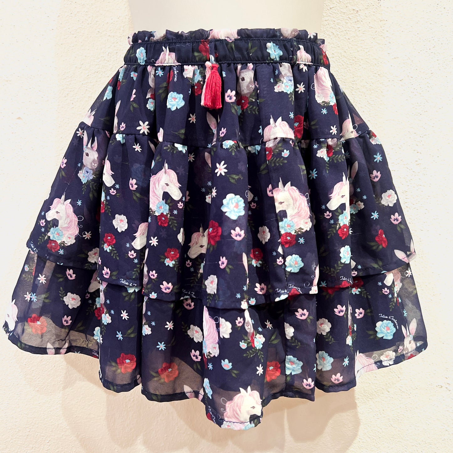 Tiered Unicorn Print Skirt Size 5