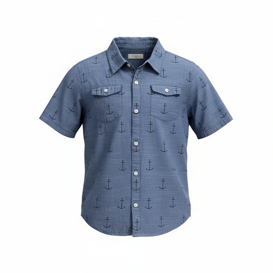 Preloved Childrens Clothing Perth - Boys Anchor Print Country Road Shirt From Lottie Loves