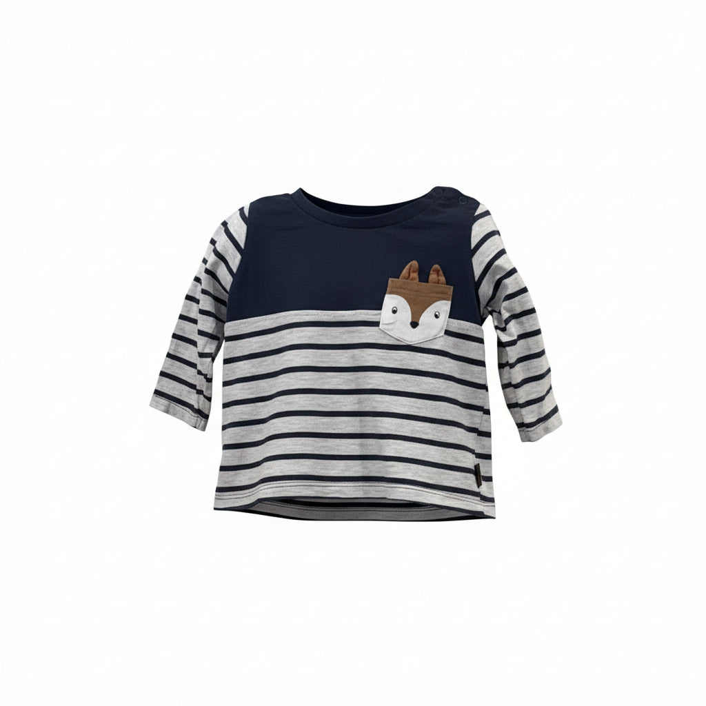 Preloved children’s clothing in Perth – Stripe T-Shirt with Deer Pocket from Lottie Loves
