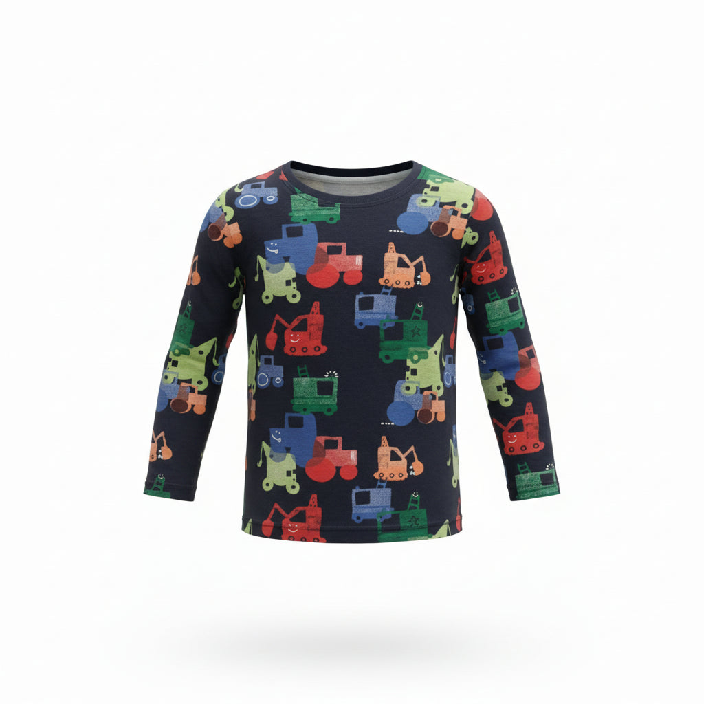 Tractor Print Long Sleeve Top Size 5-6 Years