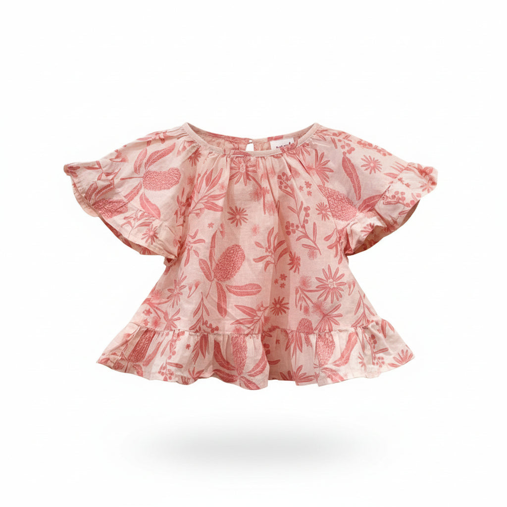 Preloved Childrens Clothing Perth - Seed Babu Banksia Print Top Size 00 From Lottie Loves