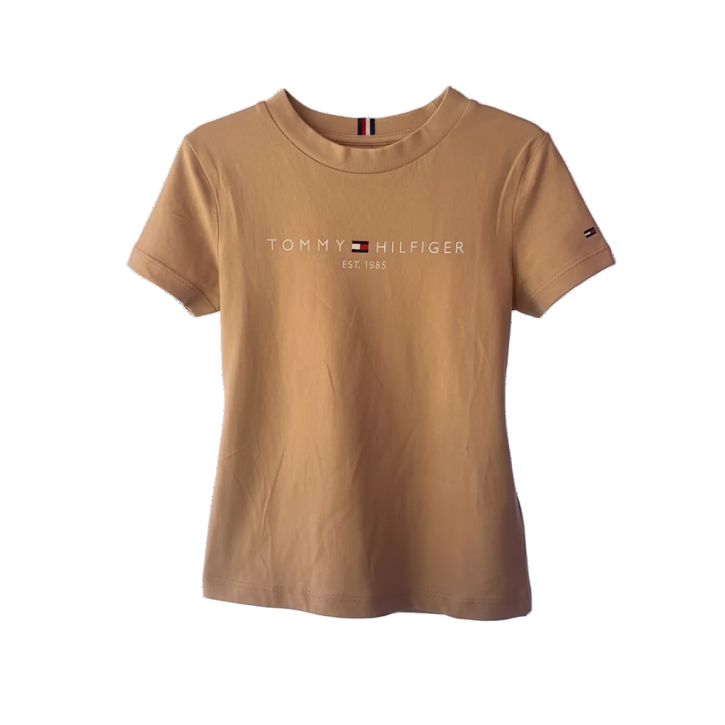 Brown Tommy Hilfiger t-shirt on a white background